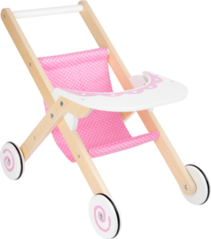 Houten Poppen Buggy - Roze - Nieuw