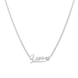 Ketting love met hartje silver