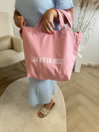 STRANDTAS ROZE  "LA VIE EN ROSE''