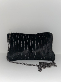 Fluffy tas zwart steentjes - Kira