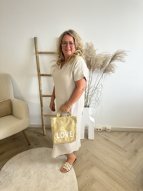 STRANDTAS BEIGE  MINI "LOVE''