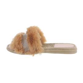 PANTOFFELS FLUFFY BRUIN | DUNJA 