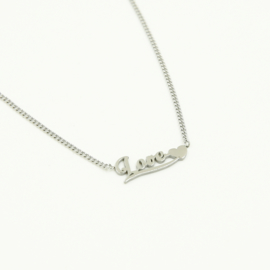 Ketting love met hartje silver