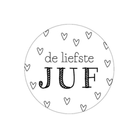 Stickers De liefste JUF - zwart/wit hartjes - 5 stuks