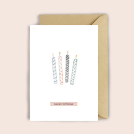 Wenskaart A6 - Pastel Candles/verjaardagskaarsjes – incl. envelop