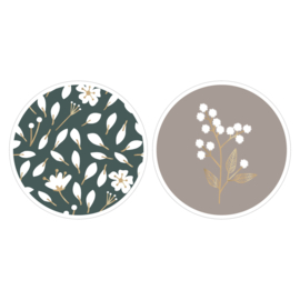 Stickers Duo - Flowers - Petrol Grey - 10 stuks