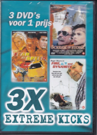 3x Extreme Kicks scream of stone , fear of speed,  fire ice and dynamite (dvd nieuw)