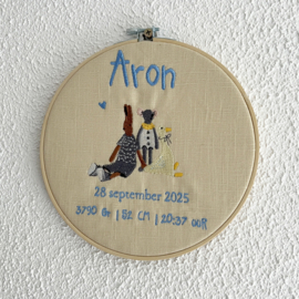 Borduurring van geboortekaartje