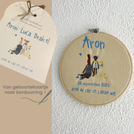 Borduurring van geboortekaartje