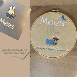 Borduurring van geboortekaartje