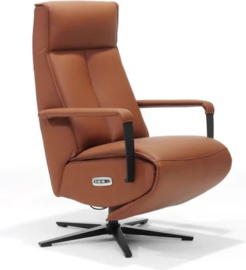 Relaxfauteuil Jesse - met accu - 70x83x113 cm - echt leer - cognac