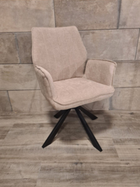 Eetkamerstoel Scott - 360° draaibaar - Stof - Beige