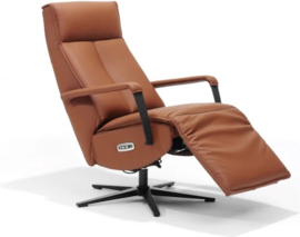 Relaxfauteuil Jesse - met accu - 70x83x113 cm - echt leer - cognac