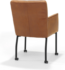 Eetkamerstoel Sem - met wieltjes - Cowboy Cognac