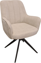 Eetkamerstoel Amy - 360° draaibaar - Auto return - Stof - Wit