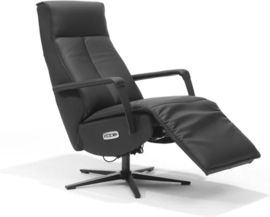 Relaxfauteuil Jesse - met accu - 70x83x113 cm - echt leer - zwart
