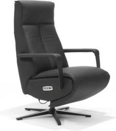 Relaxfauteuil Jesse - met accu - 70x83x113 cm - echt leer - zwart