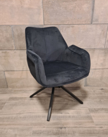 Eetkamerstoel James - 360° draaibaar - Auto return - Microvezel stof - Antraciet