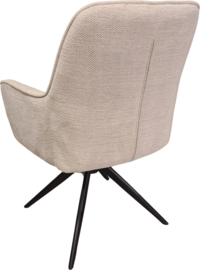 Eetkamerstoel Amy - 360° draaibaar - Auto return - Stof - Wit
