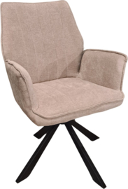 Eetkamerstoel Scott - 360° draaibaar - Stof - Beige
