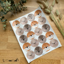 Vrolijke dieren | Stickervel | 25 stuks