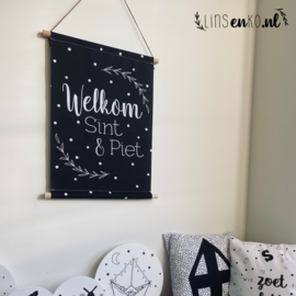 Sint textielposter | Welkom Sint & Piet | Zwart