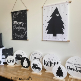 Kerst textielposter | Kerstboom zwart