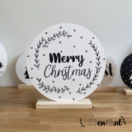 Kerst Muurcirkel | Merry Christmas | 30 cm | wit