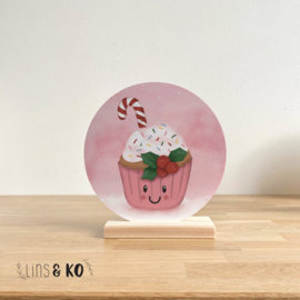 Kerst Muurcirkel | Kerst cakeje Roze | 20 cm