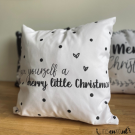 Kerst kussen | Merry little Christmas | wit