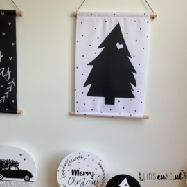 Kerst textielposter | Kerstboom zwart