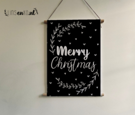 Kerst textielposter | Merry Christmas | Zwart