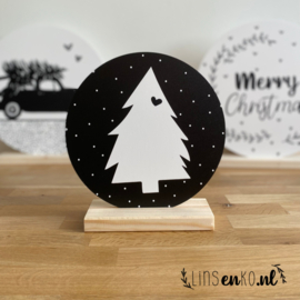 Kerst Muurcirkel | Kerstboom wit | 20 cm