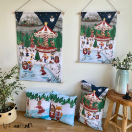 Kerst textielposter | Winterfeest in het bos | XL-versie