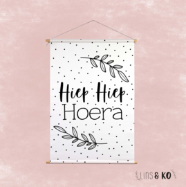 Textielposter | Hiep Hiep Hoera! | wit | 40x60