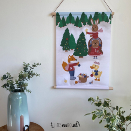 Kerst textielposter | Kerstboom versieren