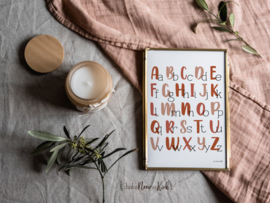 Poster A4 - Alfabet rood/roze