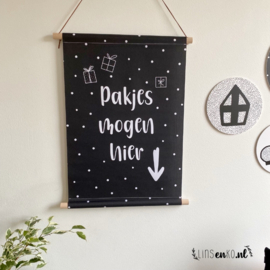 Sint textielposter | Pakjes mogen hier | Zwart