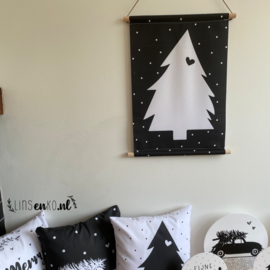 Kerst textielposter | Kerstboom wit