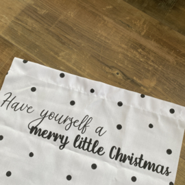 Tweedekansje | Kerst textielposter | Merry little Christmas | wit