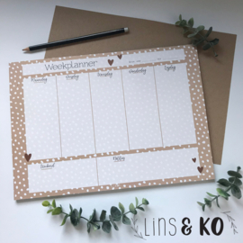 Weekplanner   | A4 Notitieblok | Roze met stipjes