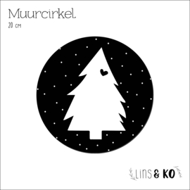 Kerst Muurcirkel | Kerstboom wit | 20 cm