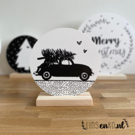 Kerst Muurcirkel | Kerstauto | 20 cm