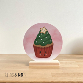 Kerst Muurcirkel | Kerst cakeje Rood | 20 cm