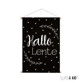 Textielposter | Hallo Lente | zwart | 40x60