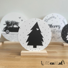 Kerst Muurcirkel | Kerstboom zwart | 20 cm