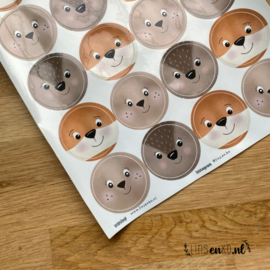Vrolijke dieren | Stickervel | 25 stuks