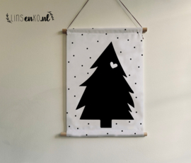 Kerst textielposter | Kerstboom zwart