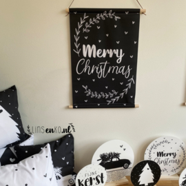 Kerst textielposter | Merry Christmas | Zwart