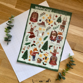 Kerst knutsel | Stickervel #1 Winterdiertjes